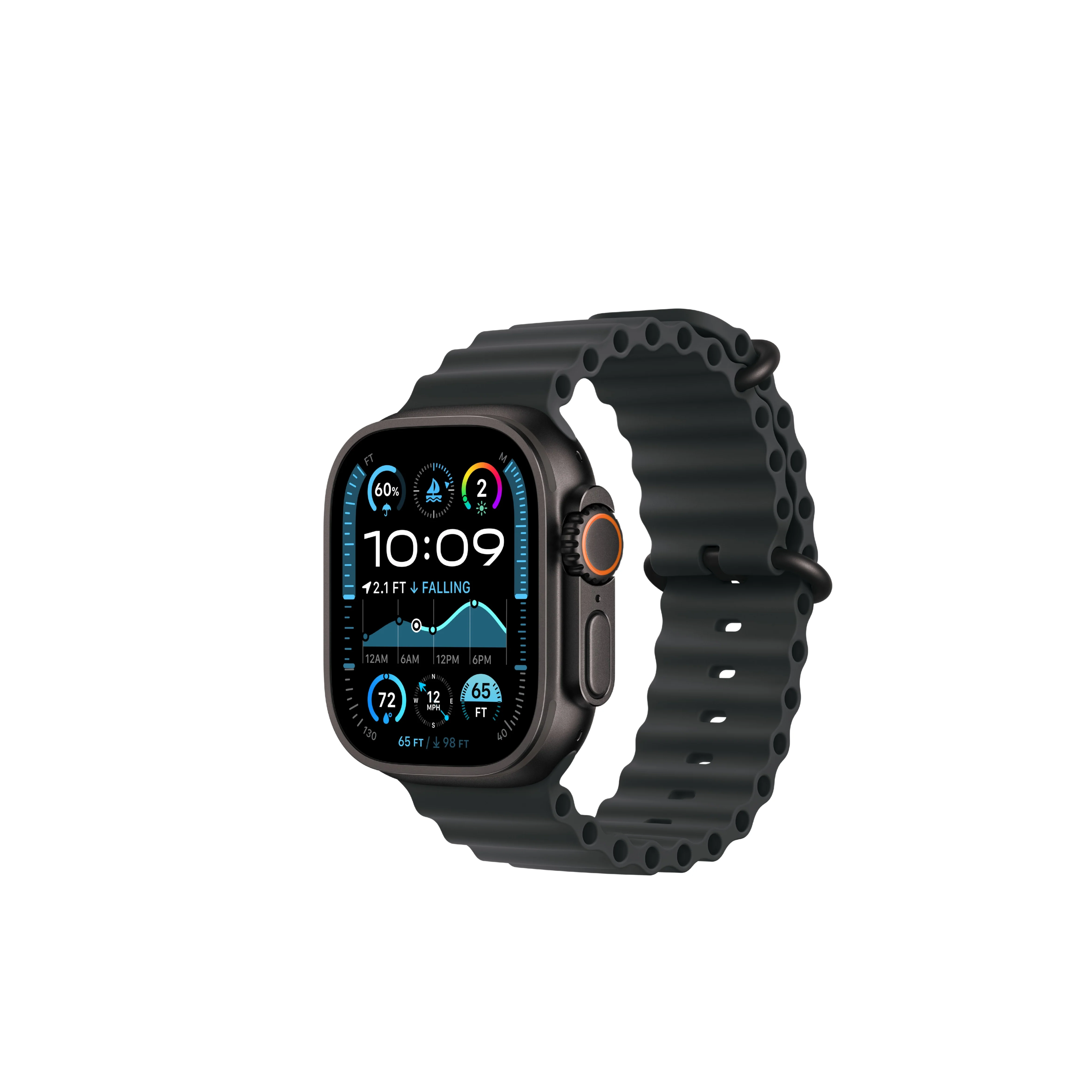 Apple Watch Ultra 2 Black Titanium Case Ocean Band - Image 7
