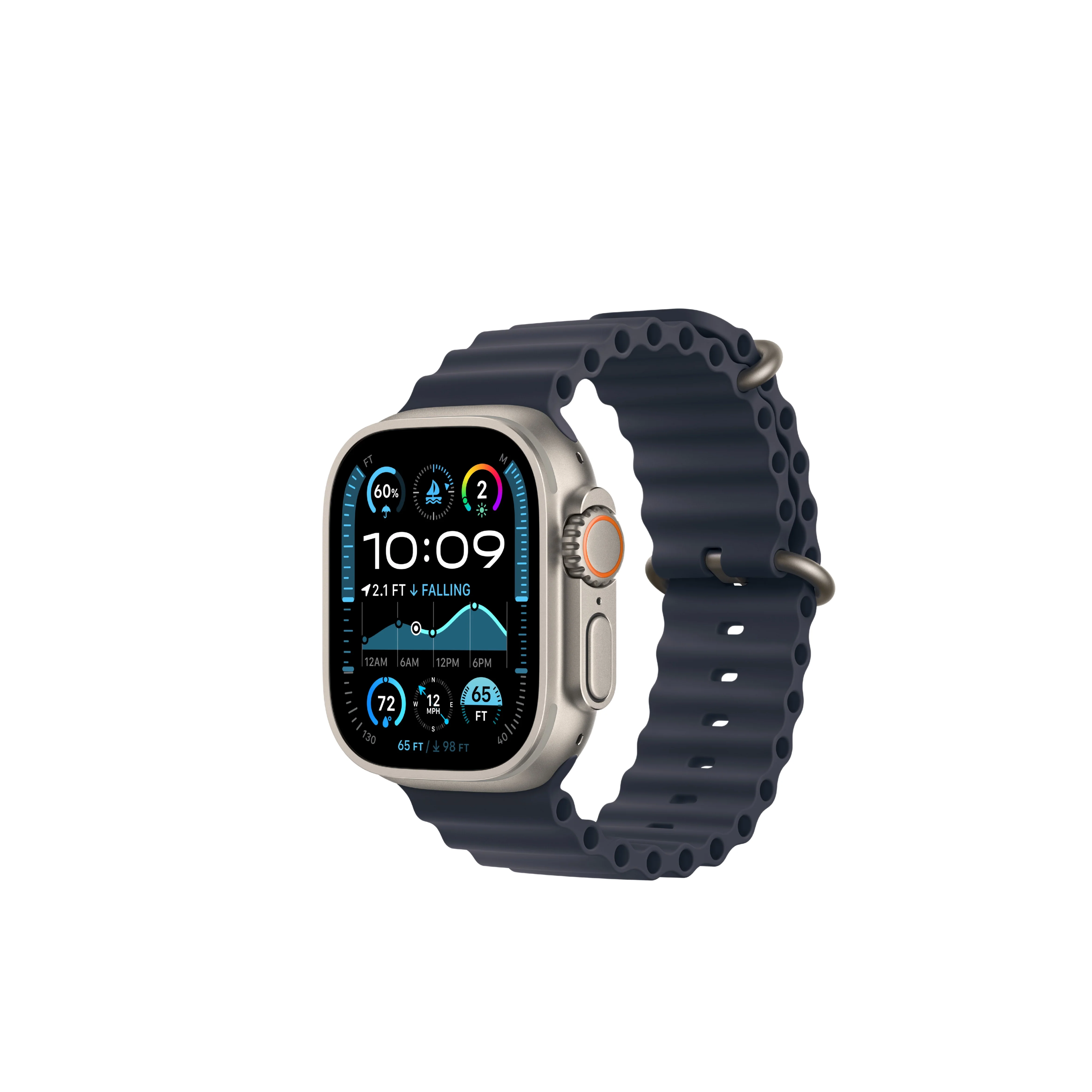 Apple Watch Ultra 2 Natural Titanium Case Ocean Band - Image 4