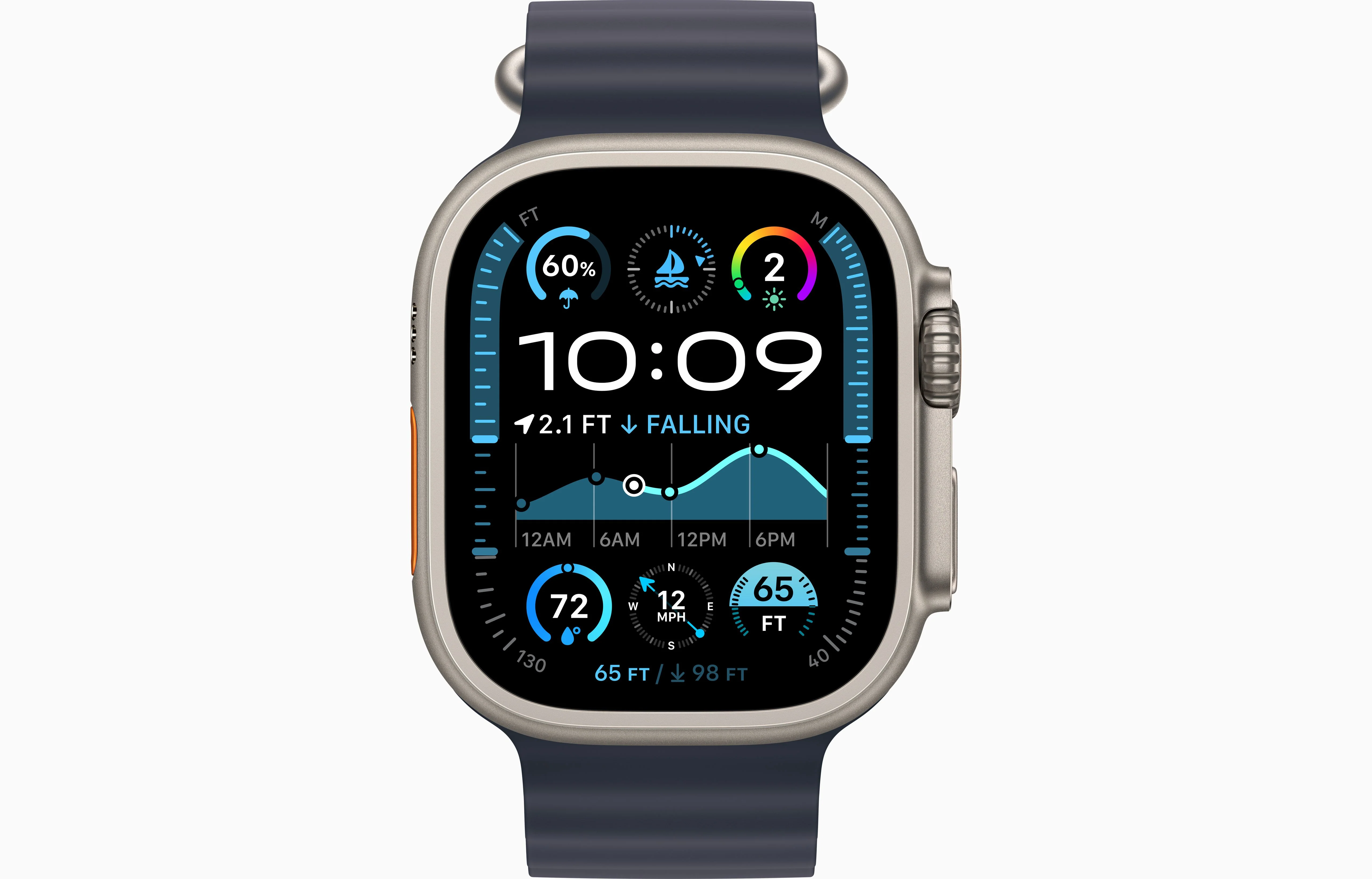 Apple Watch Ultra 2 Natural Titanium Case Ocean Band - Image 5